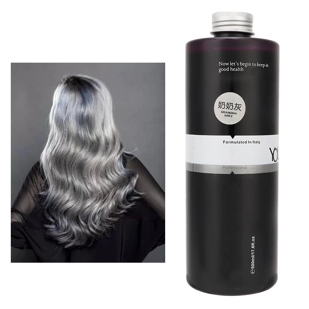 

500ml New DIY Natural Fast Hair Dye Coloring Cream Best Styling Temporary Hair Dyeing Cream Beauty Salon Hair Care Tool (Grey)