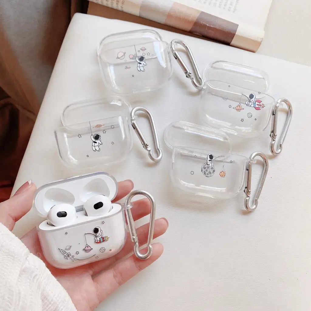 

Прозрачный чехол с милым астронавтом для Apple Airpods 3, мультяшный чехол с Bluetooth для наушников airpods 3, противоударный защитный чехол