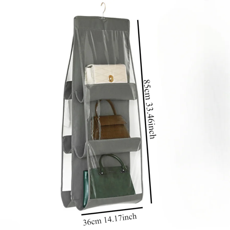 

Подвесной органайзер для сумочек серый
