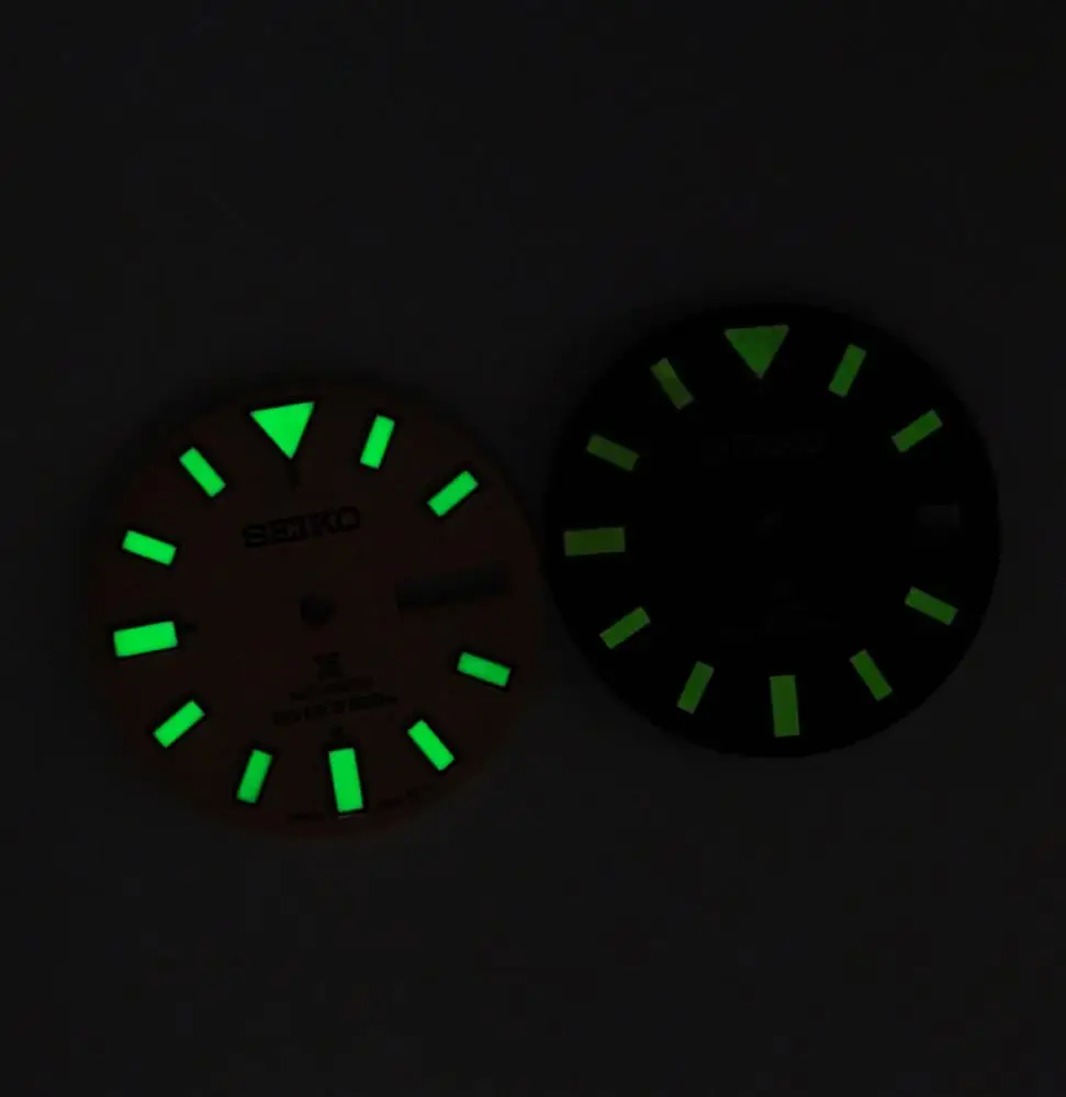 Watch accessories vintage dial black yellow with green luminous for men's mechanical watches nh35/36 movement 28.5 mm dial