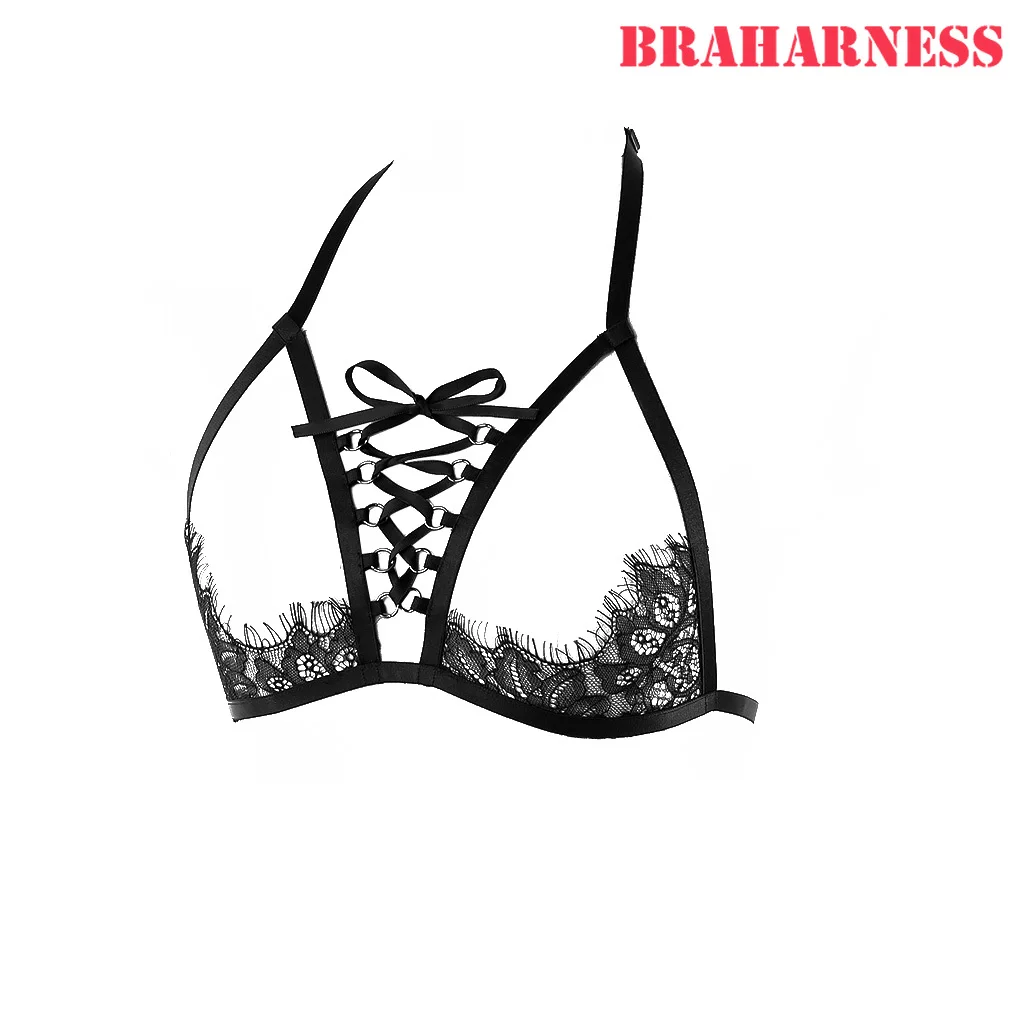 

Lace Harness Sexy Bondage Lingerie Black Halter Elastic Women Harness Goth Bondage Lingerie Harness Club Dance Rave Wear