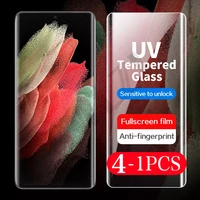 4 1pcs uv full glue for samsung galaxy s20 plus protective film s21 ultra on the tempered glass phone screen protector