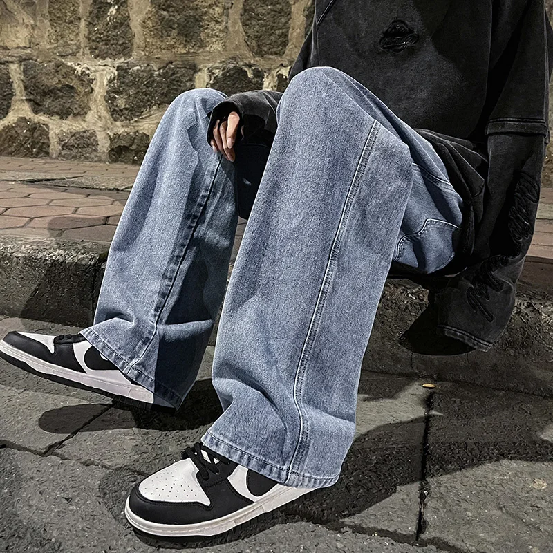 Men's Oversized Plus Y2K Clothes Jeans Korean Casual Pants High Street Straight Wide Leg Trousers Baggy Jeans Streetwear For Men