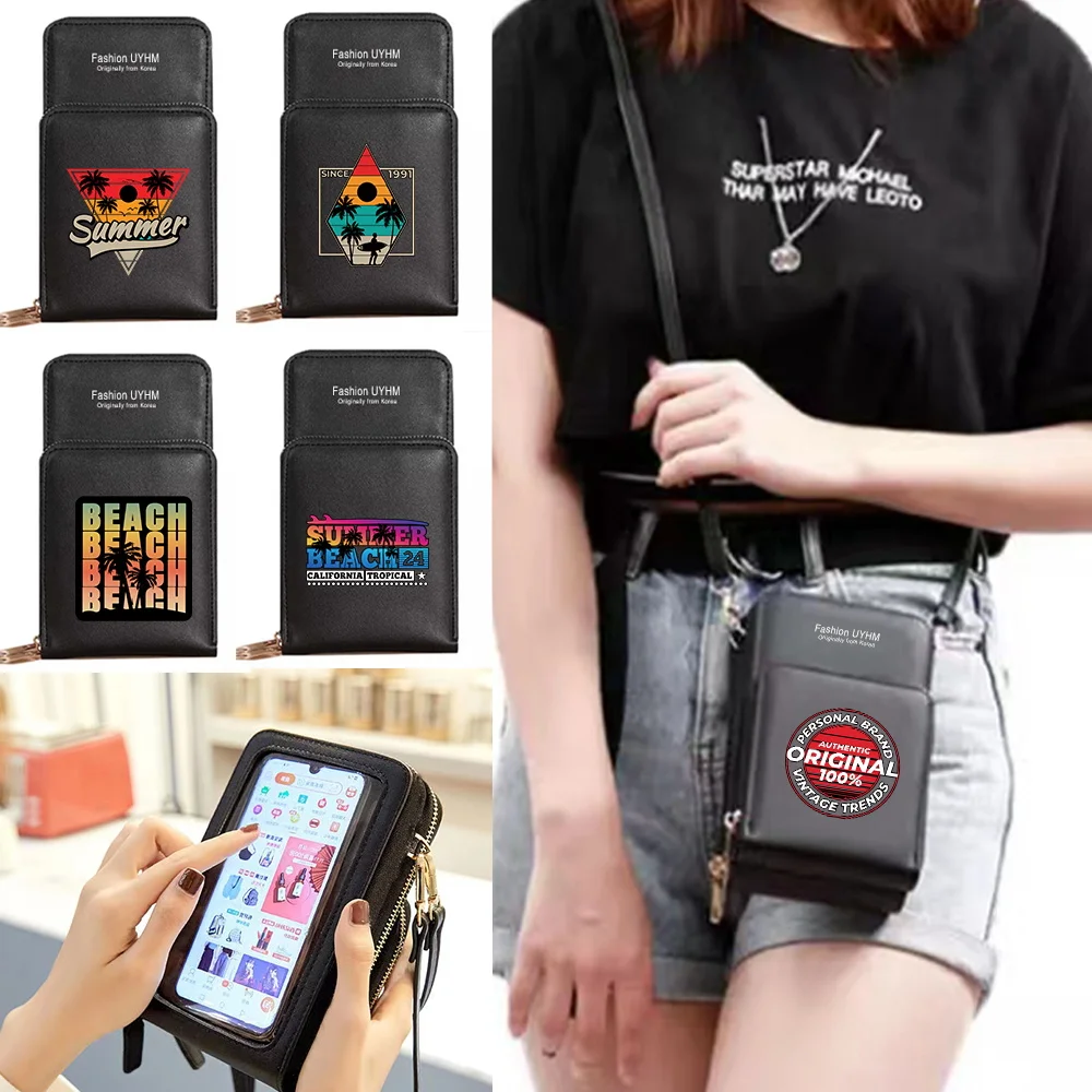 

Women Bag 2023 Trend Handbags PU Leather Small Wallets Touch Screen Cell Phone Purse Holiday Printing Crossbody Shoulder Bags