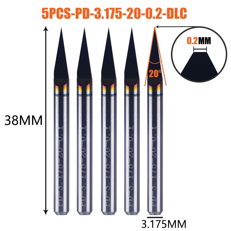 

DREANIQUE фрезы для пластика 3.175 мм 5 шт.