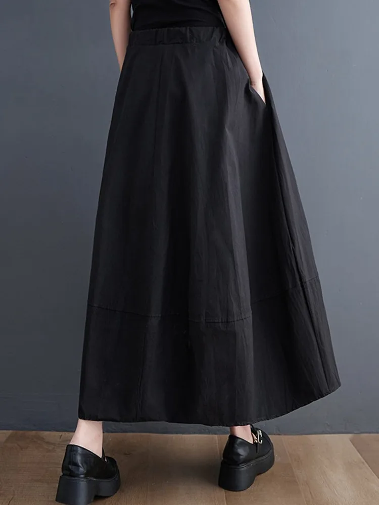 Корейская мода черная хлопковая винтажная Высокая талия Летняя Повседневная