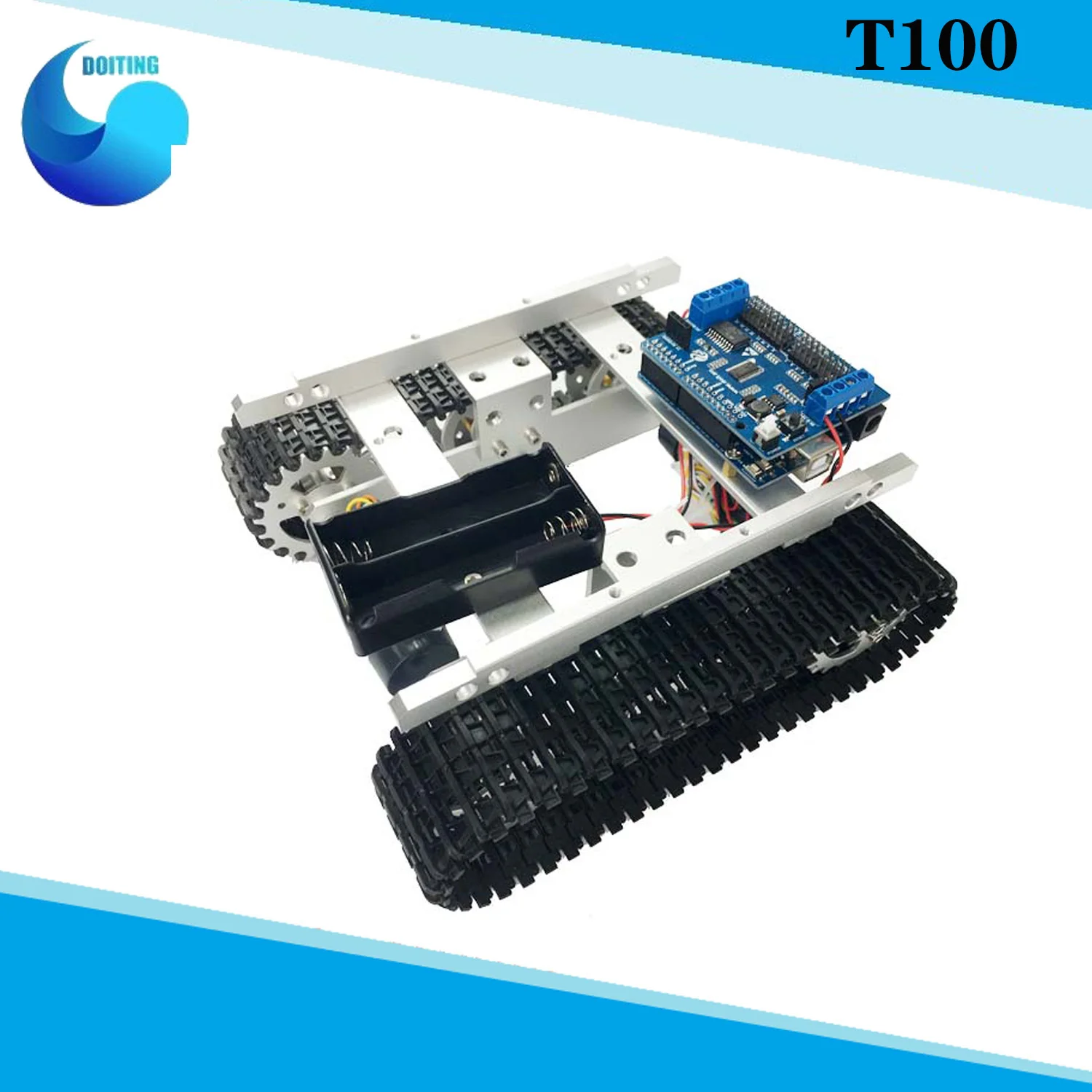 WiFi Smart Car RC T100 Full Metal Robot Tank  from NodeMCU Development Kit with L293D Motor Shield  Controlled by Phone APP
