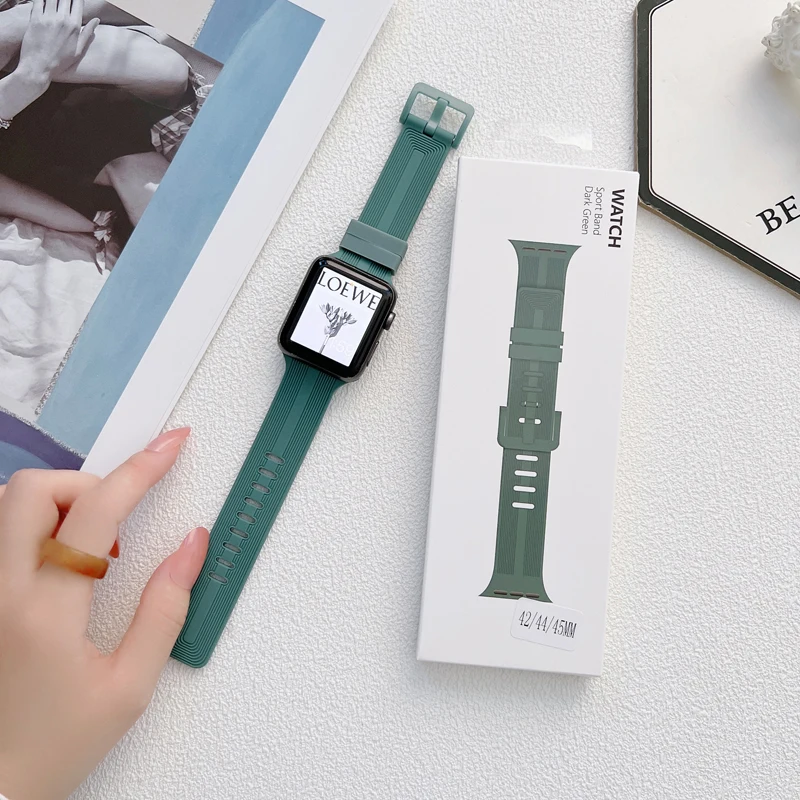 Silicone Strap For Apple Watch Band 38/40/41MM、42/44/45/49MM Sports smart watch accessories bracelet iwatch Ultra series7se34568