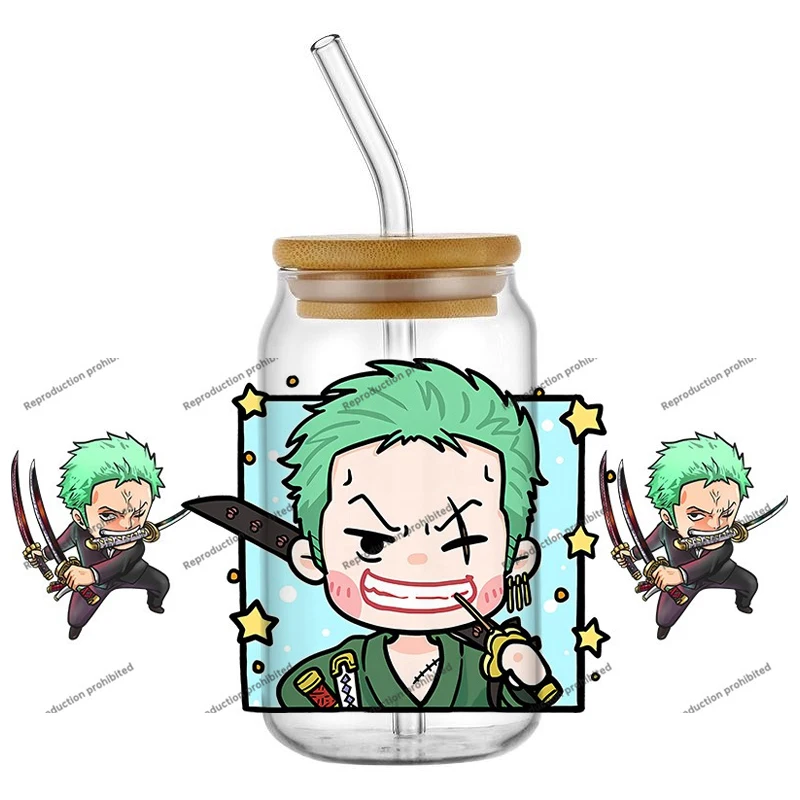 Водонепроницаемая УФ-наклейка DTF с дизайном мультфильма One Piece для стаканов 16 унций, наклейки для декора, DIY, с возможностью индивидуального оформления (art.: 3920d9c9d3c19) - 3920d9c9d3c19