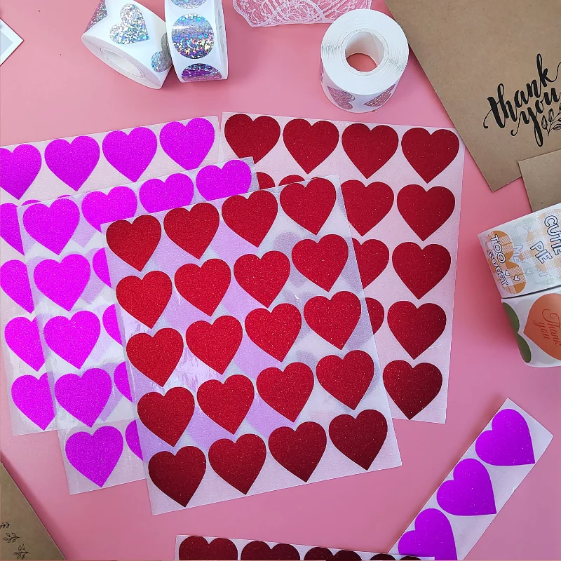 

New red love wedding stickers, single frosted flash decorative envelope cards Valentine's Day love stickers.