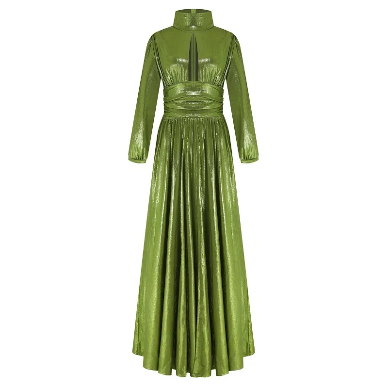 

2023 Women Green Dress Maxi Sundress Sexy High Split Spring Elegant Long Party Dresses Women Casual Slim Ball Gown Halter Summer