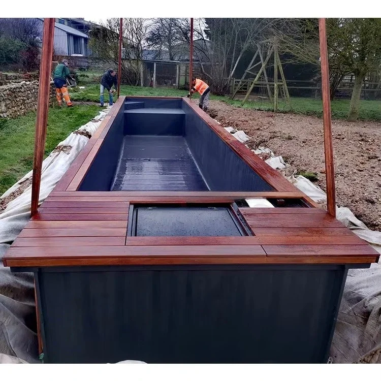 Фото Индивидуальный роскошный 40-футовый контейнерный бассейн Infinity Pool с возможностью выбора размера и цвета, с мозаичной плиткой из стекла – премиальное украшение для заднего двора №5