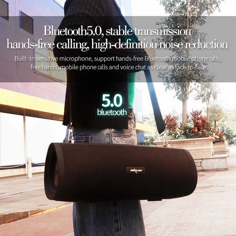 

Bluetooth-динамик ZEALOT S39 с сабвуфером, портативная карта, мощный тканевый артиллерийский цилиндр, беспроводной Военный барабан, квадратный танц