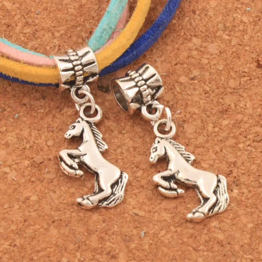 Широкие бусины с отверстиями для прыгающей лошади, цинковый сплав, подходят для европейских браслетов, ювелирные изделия 19x31 мм 18 шт. B053