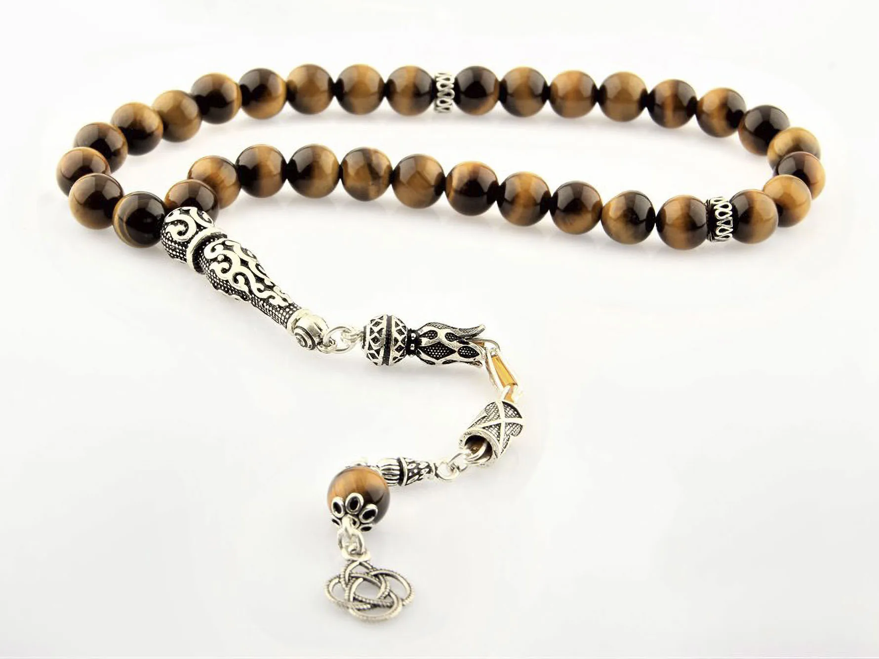 

Tikers EYE 33 Yoga Beads, Komboloi Worry Beads, Dhikr Rosary Anxiety bracelets Beads, Gemstones