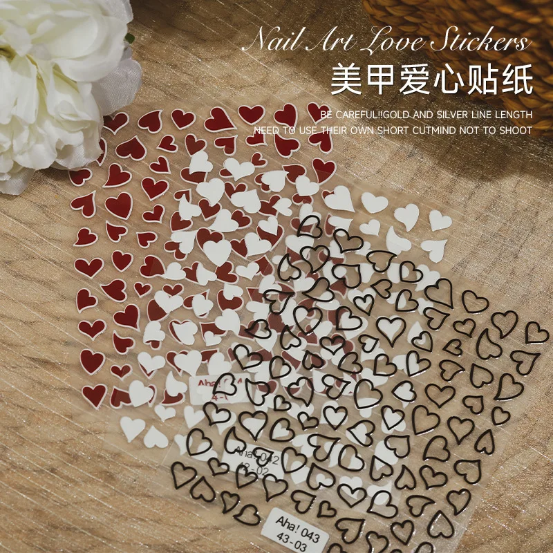 

1pc 3D Gradient Dizzy Love Heart Nail Stickers DIY French Style Nail Art Decorations Self-Adhesive Decals Manicure Accessories