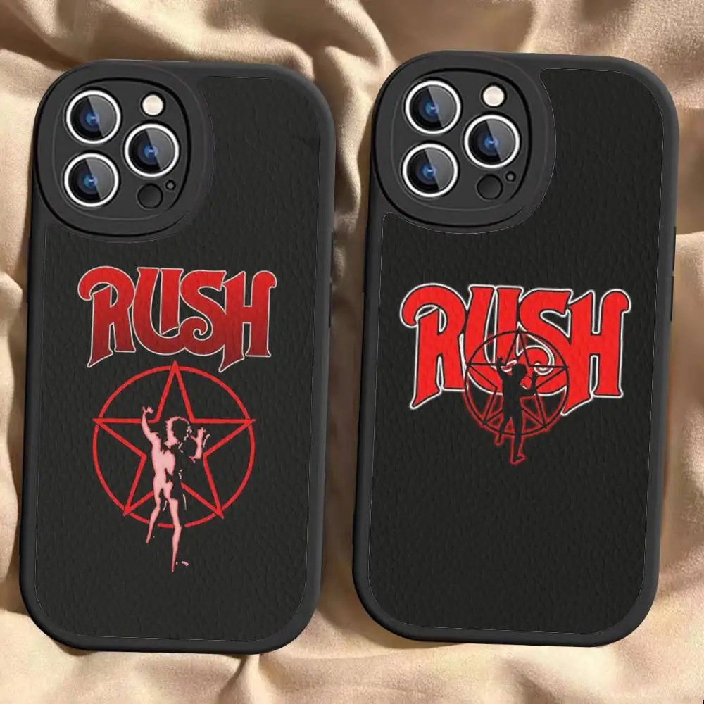 Фото Кожаный чехол для телефона Famous R-RUSH ROCK BAND для iPhone 16 15 14 17 Pro Max 11 12 Mini Plus, мягкий чехол-накладка №1