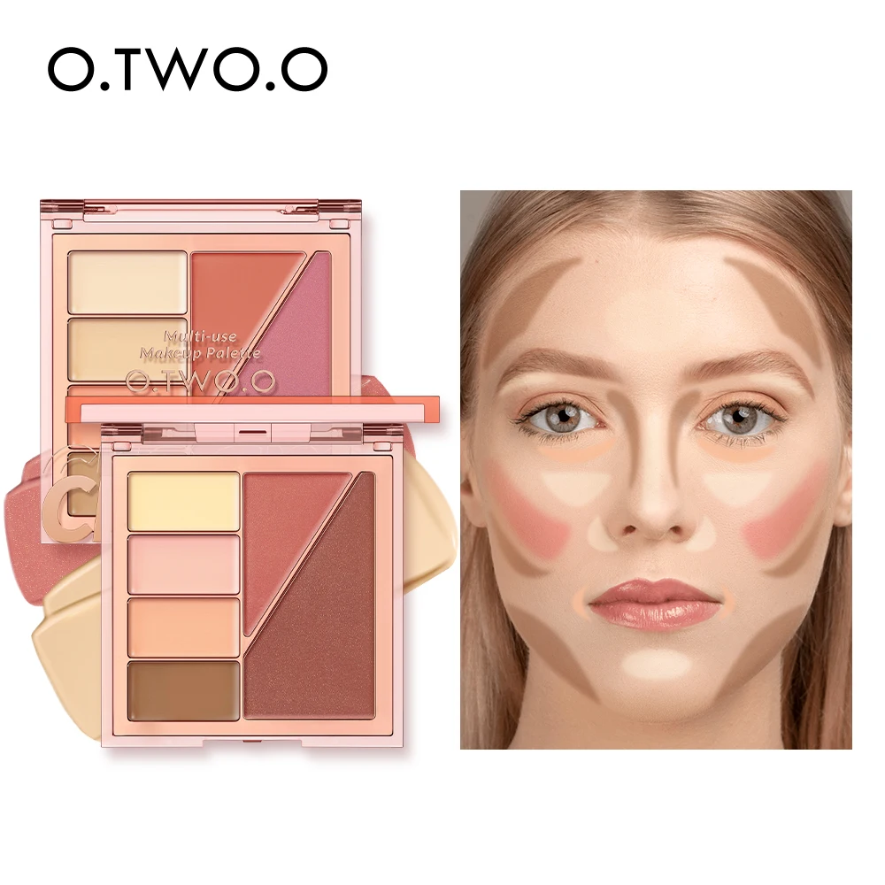 

O.TWO.O Concealer Palette 5 In 1 Blush Contouring Eyeshadow Lipstick Palette Waterproof Long-Lasting Creamy Texture Face Makeup