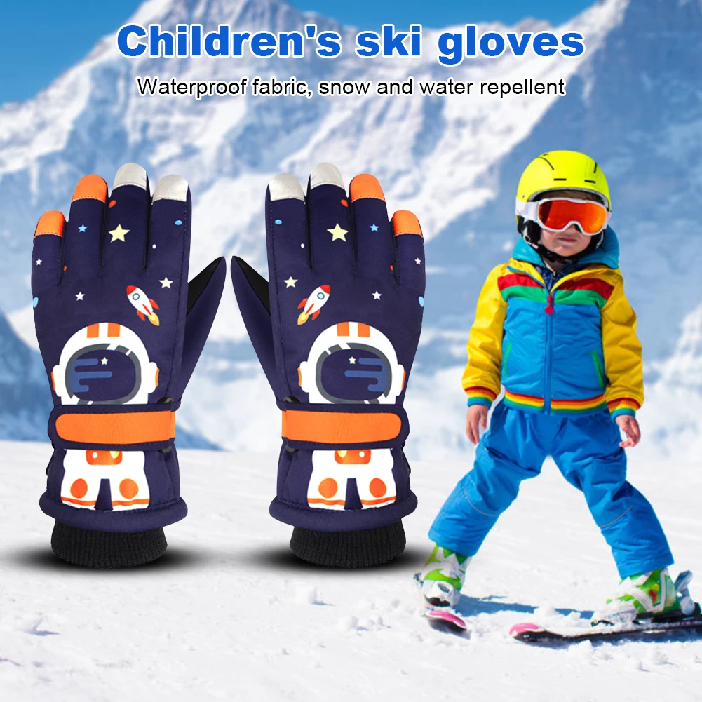 

Kids Cold Resistance Gloves Touch Screen Cartoon Snowboard Gloves Anti-slip Multifunctional Winter Mittens for Boys Girls