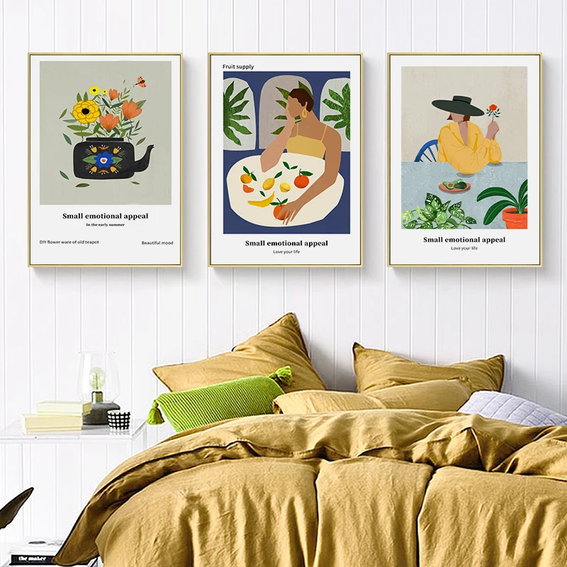 

Modern Figure Painting, Bedroom Bedside Mural, Flower Decoration Painting, Beauty Poster, Clothing Shop Print Mural, Black and W