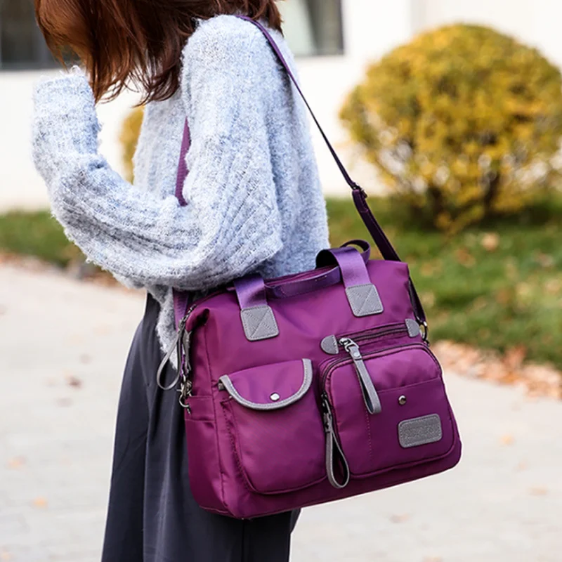 

Нейлоновая женская сумка через плечо, модные водонепроницаемые вместительные многофункциональные тоуты, дорожный мессенджер