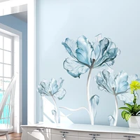 flower wall stickers blue home living room decoration bedroom adhesive wallpaper wall furniture door house interior decor
