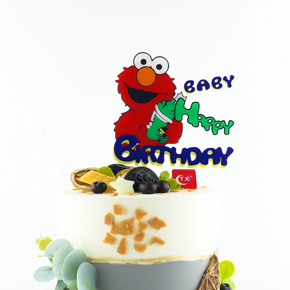 

1Pcs Sesame Street Theme Cake decoration Cake Toppers Cake Flag Kids Birthday Party Decorating Wedding Baby Shower Party Supplie