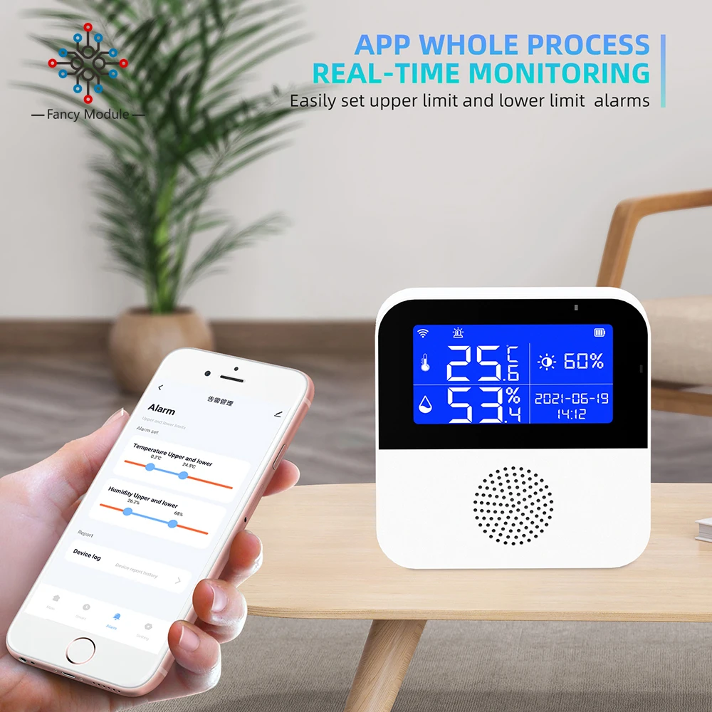 

Умный Измеритель температуры и влажности с ЖК-дисплеем, Wi-Fi
