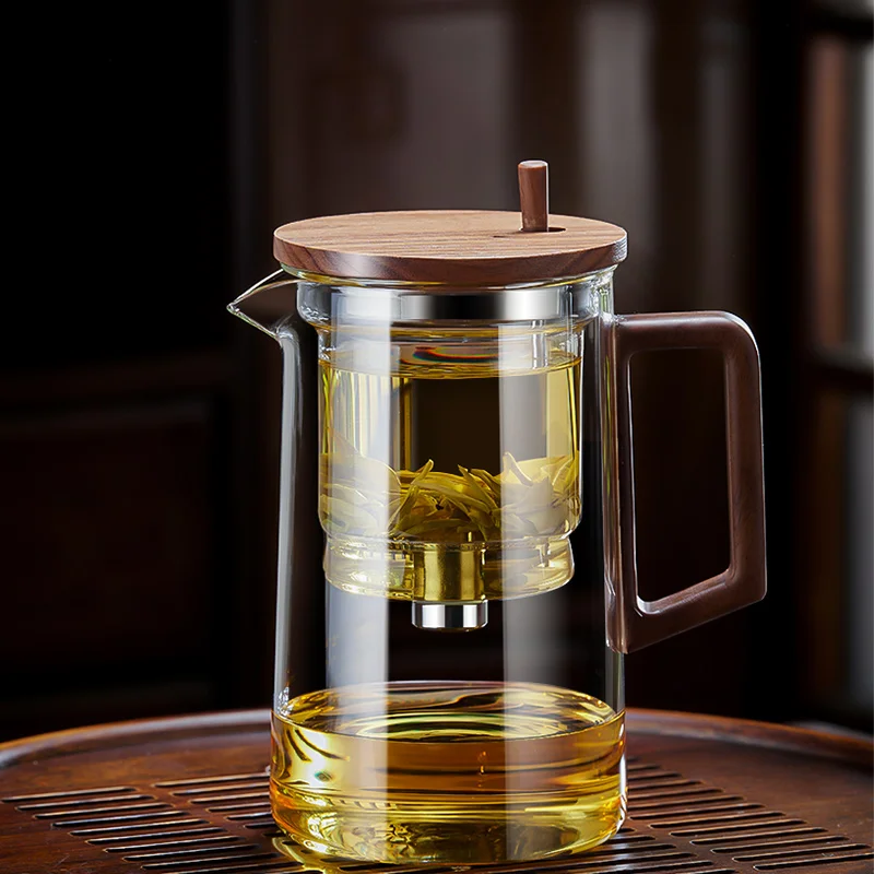 

Термостойкий стеклянный чайник с одной кнопкой, чайник для фильтрации, домашний чайник, удобный нагревающийся фильтр, китайский чайный набор