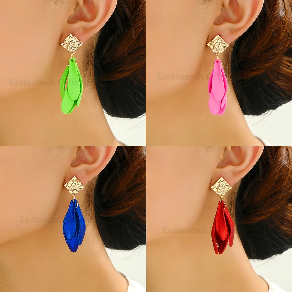 

Fashion Acrylic Flower Petals Dangle Drop Earrings For Women Girl 2023 Trend Luxury Design Charm Korean Wedding Party Jewelry