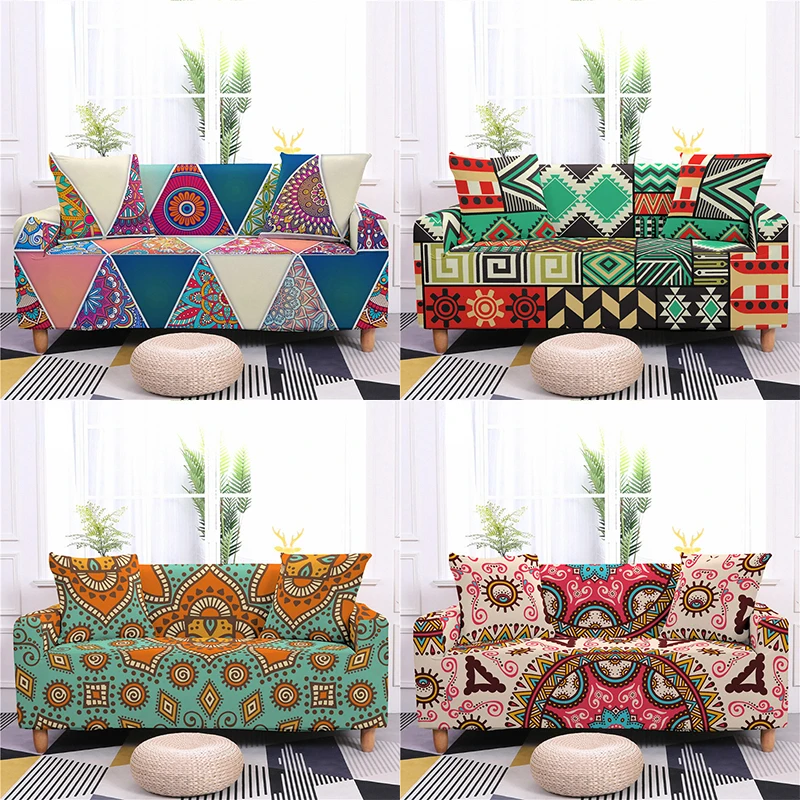 

Mandala Geometric Print Sofa Cover Home Decor All Inclusive Elastic Sofa Covers for Living Room Sectional Sofa Cushion Cover