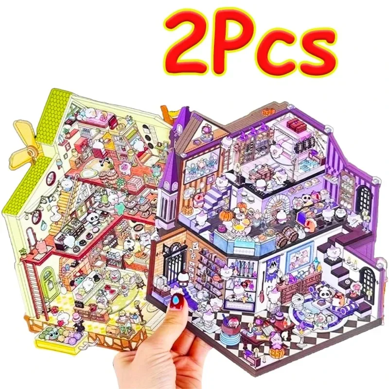 Large Castle Theme Miniature Scene 3D Stereoscopic Landscape Stickers Visualization Stacking Children's Christmas Gifts