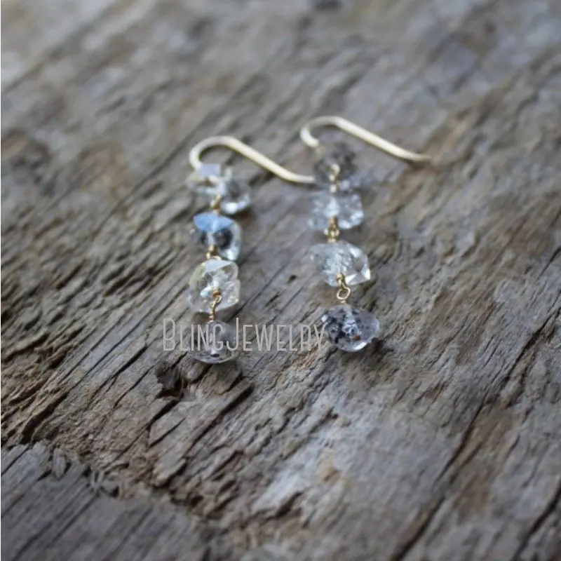 Onlyfan двойная точка Herkimer кварцевые висячие серьги из нержавеющей стали Хэллоуин