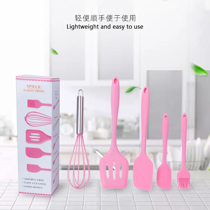 

Kitchen Cooking Baking Silicone Shovel Spoon Egg Beater Shovel Tool 5 Piece Set