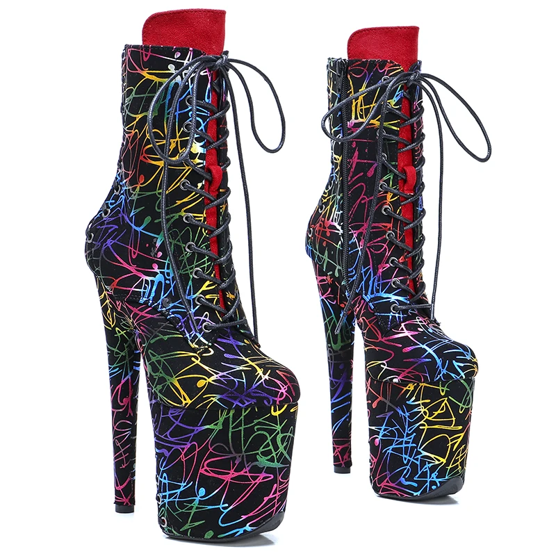 Leecabe 20CM/8inch  Two color mix Beautiful fashion  Pole  High Heel platform  Boots  Pole Dancing boot