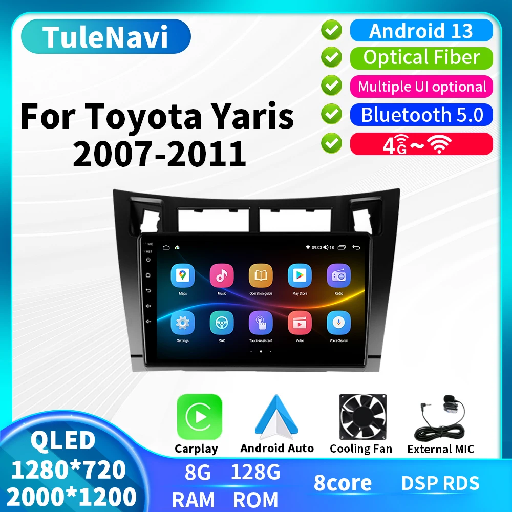 

Auto Radio For Toyota Yaris 2007 2008 2009 2010 2011 2DIN Head Unit Car Multimedia Player GPS Navigation AndroidAuto Carplay
