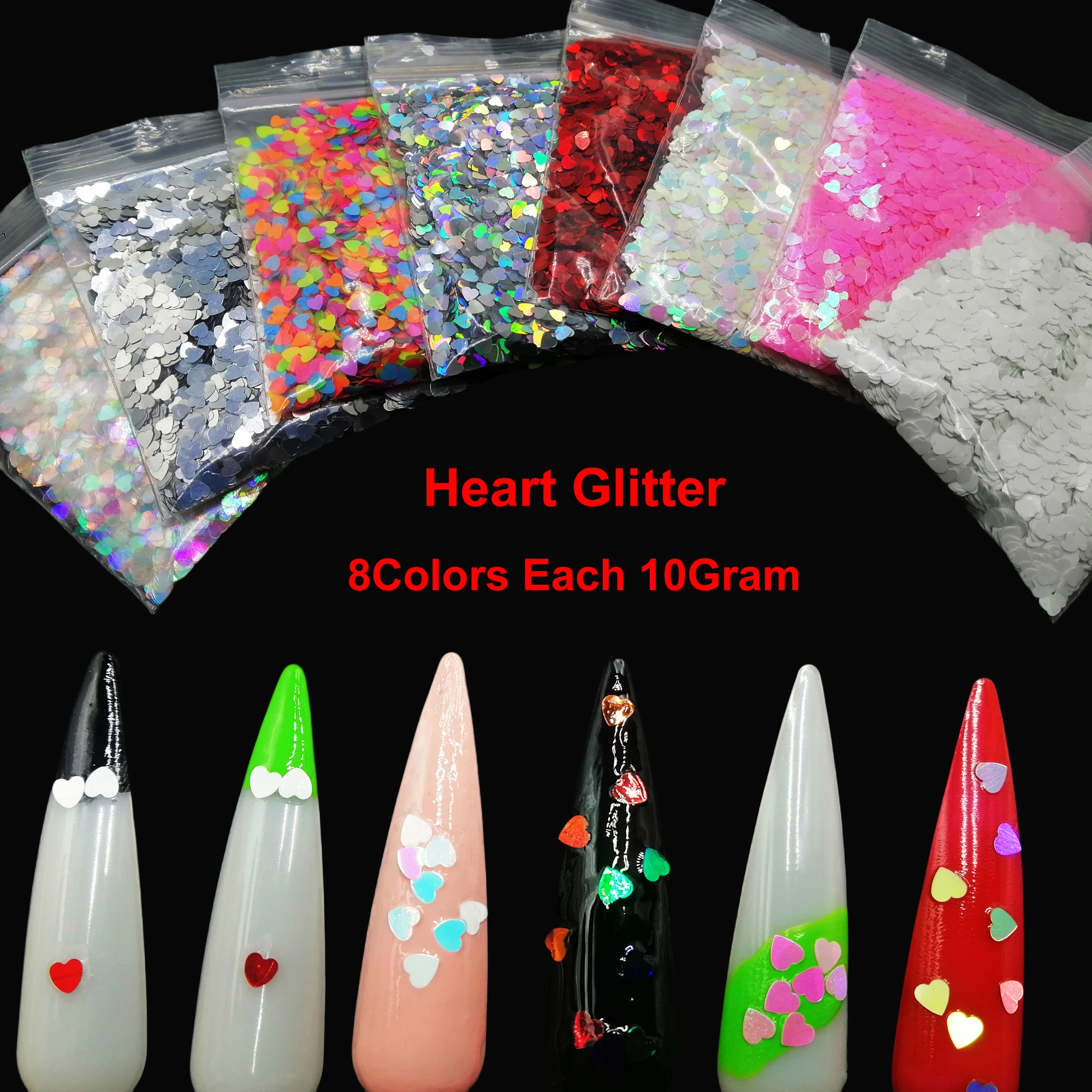 Блестящая блестящая пайетка в форме сердца 3 мм для самостоятельного маникюра
