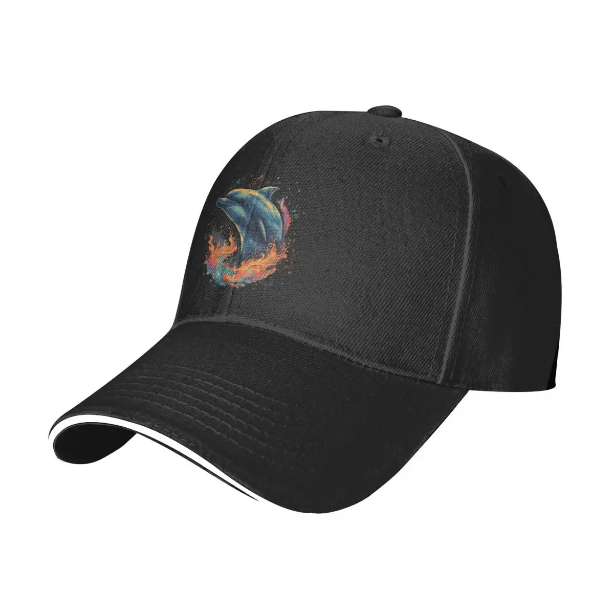 

Dolphin Baseball Cap Multicolor Flames Animal Head Trendy Trucker Hat Summer Men Kpop Logo Baseball Caps