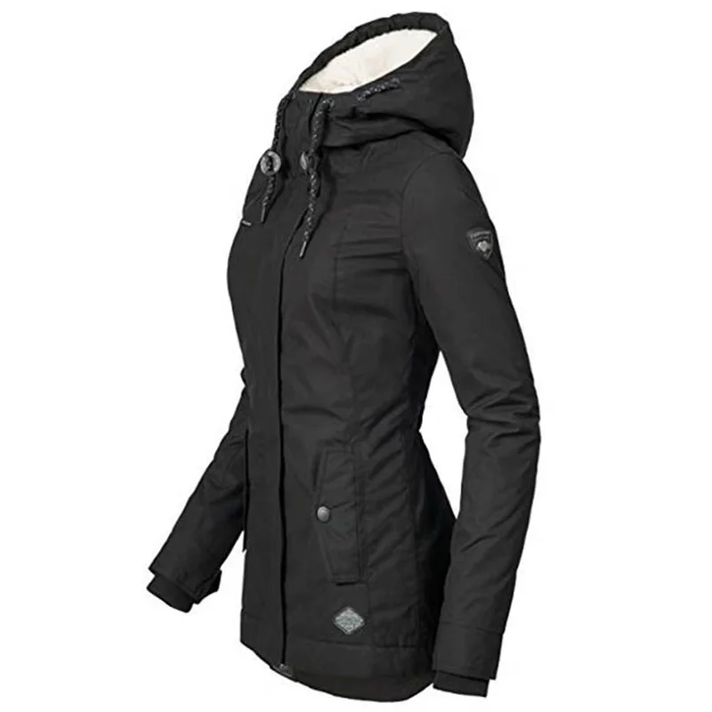 2022 Women Winter Casual Warm Jackets Harajuku Parkas Elegant Fashion Hoodie Jacket Pie Overcoming Long-sleeve Cotton Midi Coat