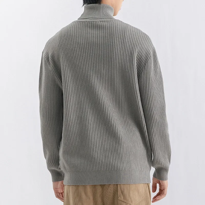 Модный мужской зимний вязаный топ повседневный пуловер с длинными рукавами и