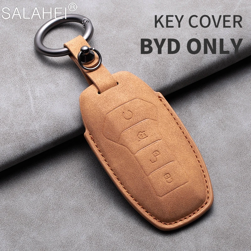 

New Sheepskin Car Key Remote Case Cover Shell Fob Holder Accessories For BYD Song Plus Atto 3 Han EV Tang DM Qin Seal Dolphin