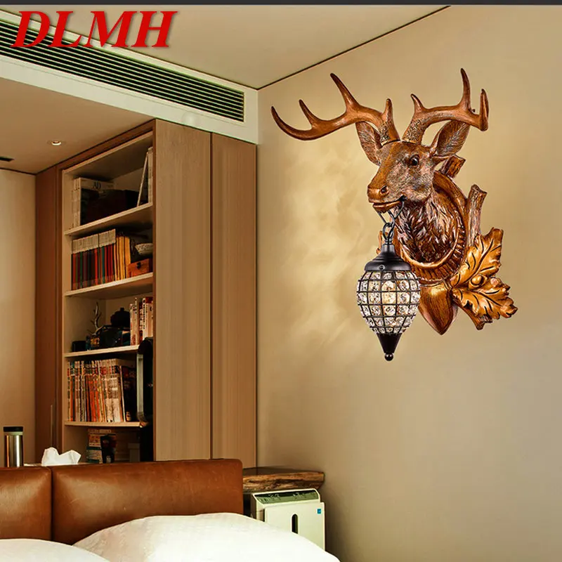 

DLMH Modern Antlers Crystal Wall Sconce LED Lamp Creative Bedside lighting For Home Living Room Porch Decor