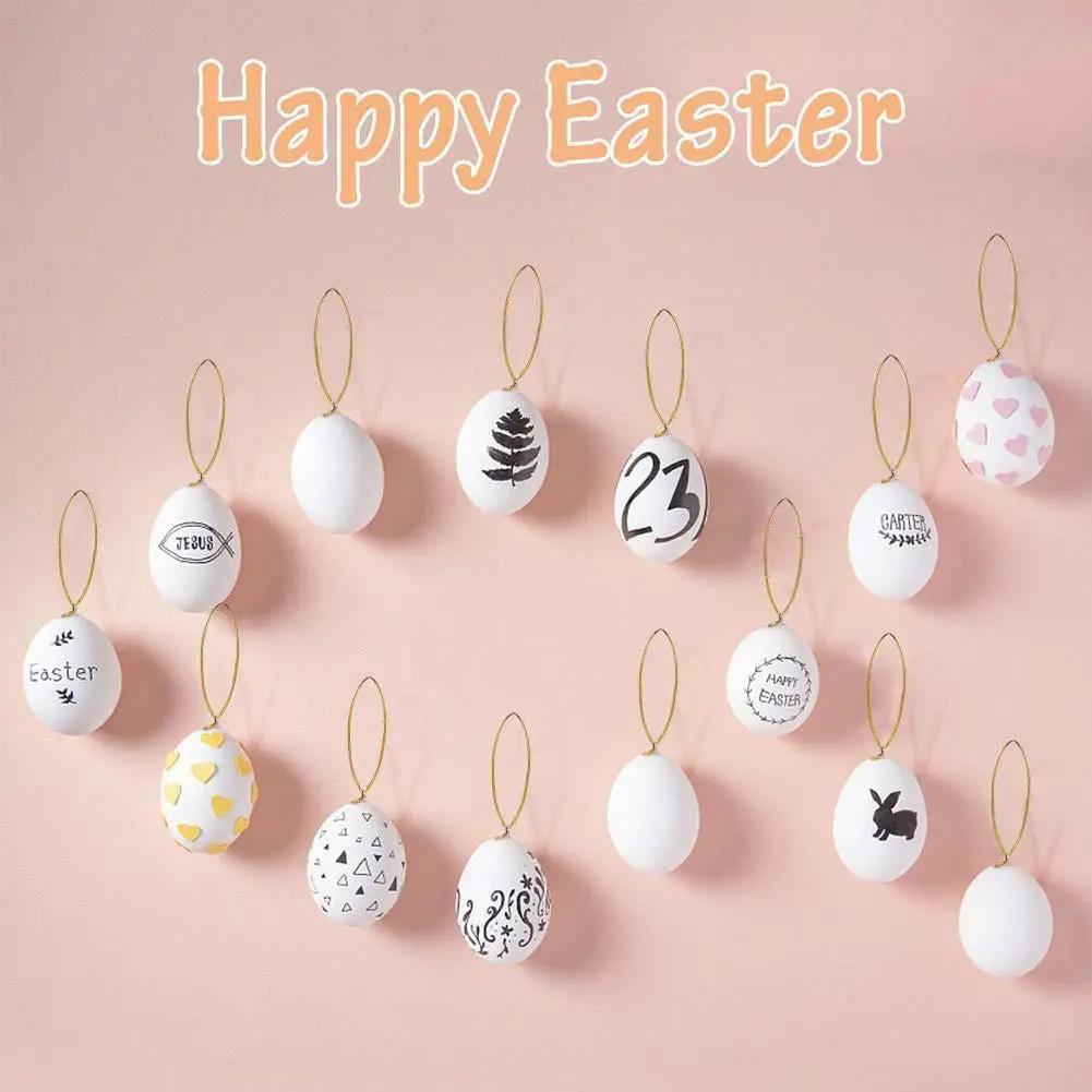 

2022 Easter Eggs 50pcs White Plastic Eggs Hanging Eggs Easters Gift Chicken Joke Prank Plastic Eggs Party Decor Novelty Toy Kids