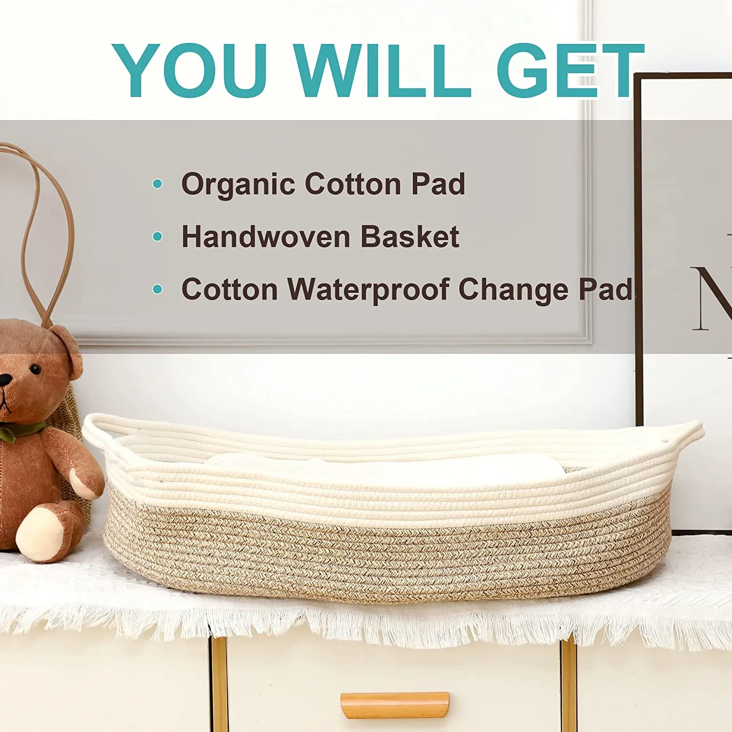 Корзина из хлопковой веревки для ребенка корзина пеленания хлопковый комплект в