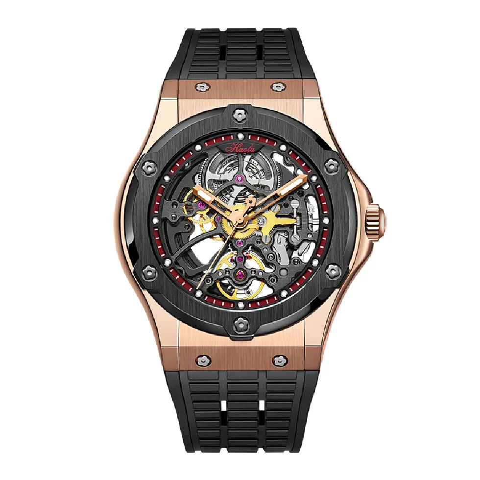 

Haofa Skeleton Automatic Mechanical Watch For Men Fashion Sapphire Self Winding Movement Mens Watch Man Luxury Waterproof 1913