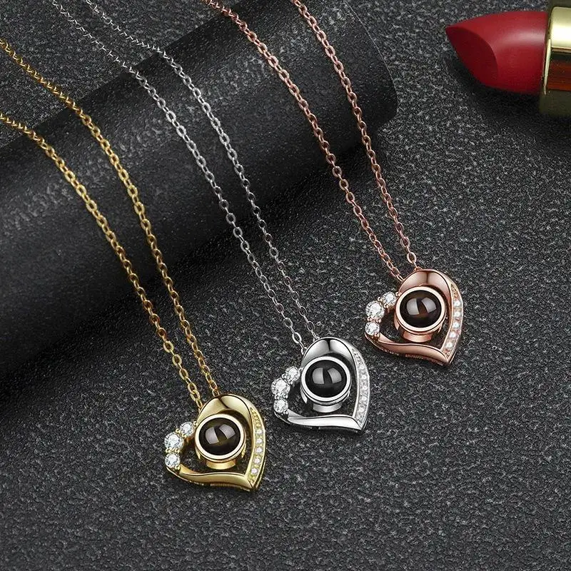 Ожерелье С Любовью Проектор Я Люблю Тебя В 100-м Языках Медная Подвеска Титановая