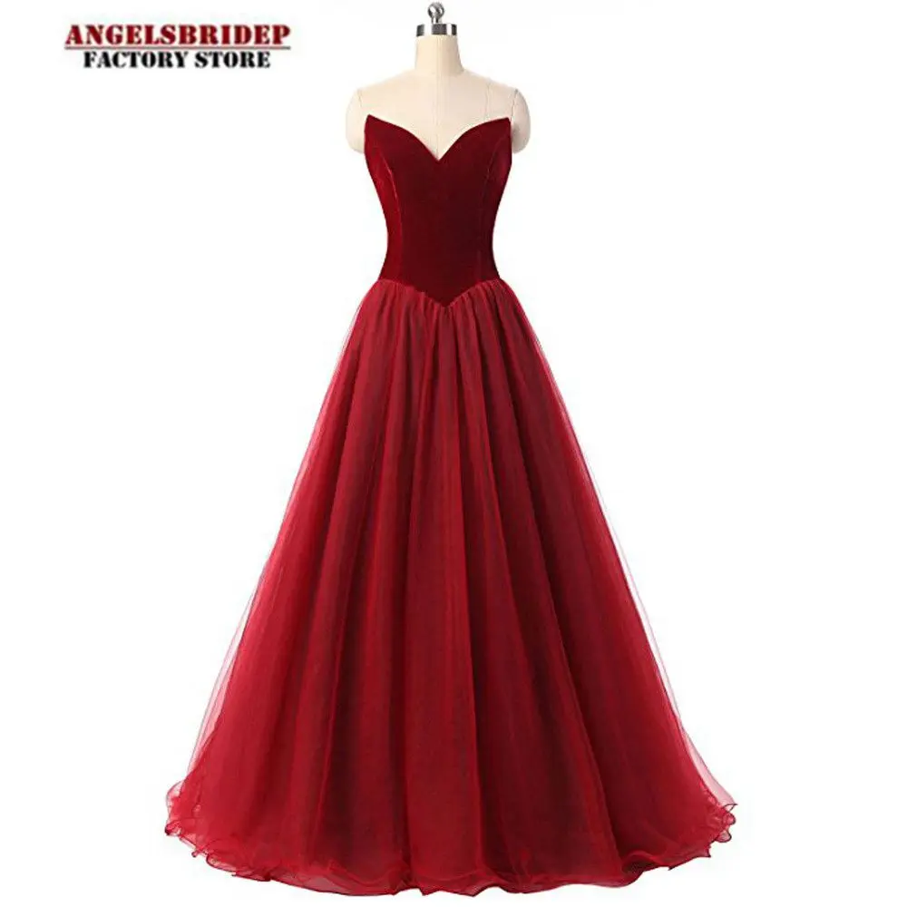 

ANGELSBRIDEP Red Carpet Burgundy Prom Dresses Women Party Gowns Tulle Vestidos De Festa Special Occasion Evening Gowns Custom