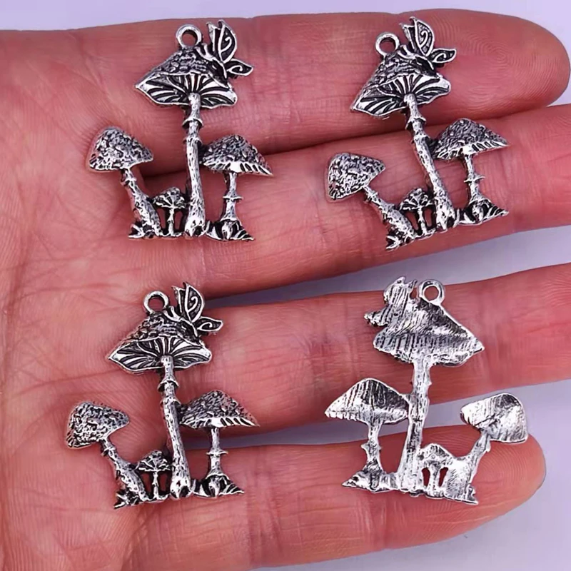 

50pcs 24mm*27mm new lucky Butterfly chams Mushroom pendant charm for DIY women man Accessories