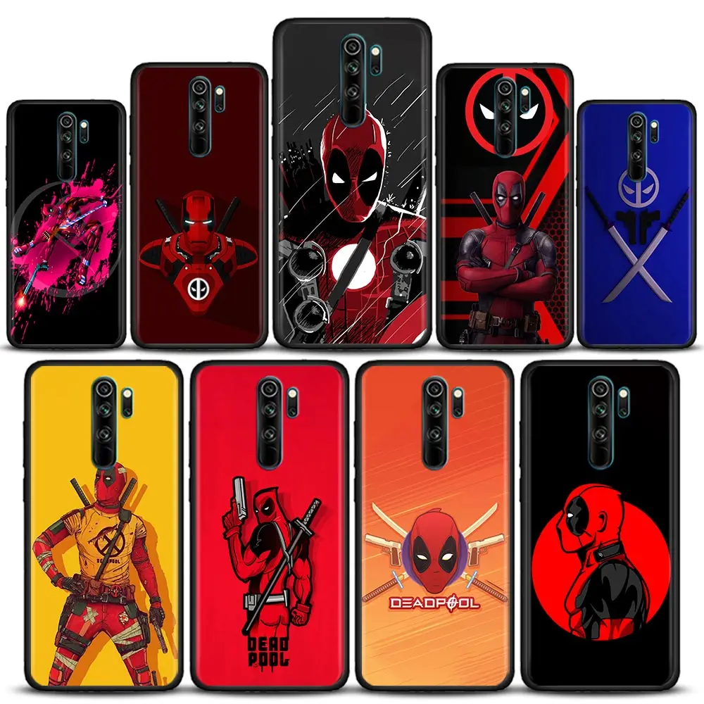 

Marvel Avengers Deadpool Phone Case For Redmi K40 K40S K50 6 6A 7 7A 8 8A 9 9A 9C 9T 10 10C Pro Plus Black Soft TPU Cover Fundas