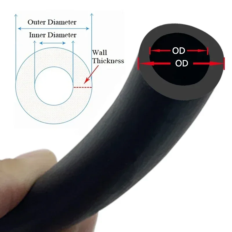 Шланг из нитриловой резины 2 м черный ID2/3/4/5/6/7/8/9/10/мм гибкий устойчивый к высоким